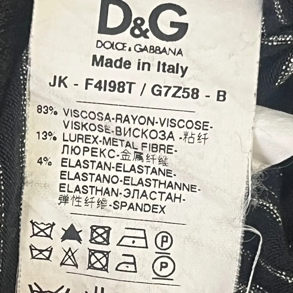 D&G Dolce & Gabbana Black Silver‎ Metallic Striped Pencil Skirt Italy Size 44 - Picture 9 of 9